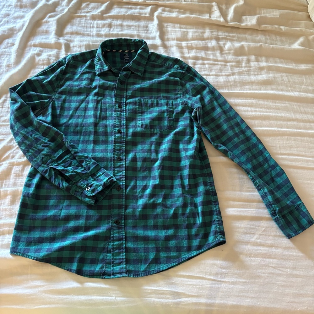 George Men's Blue and Green Checkered Shirt